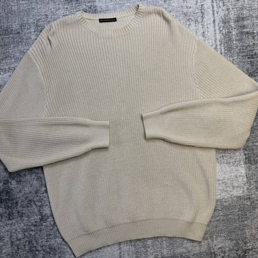 Brandy Melville Sweater Womens Oversized‎ Cream Natural Chunky Knit Crewneck